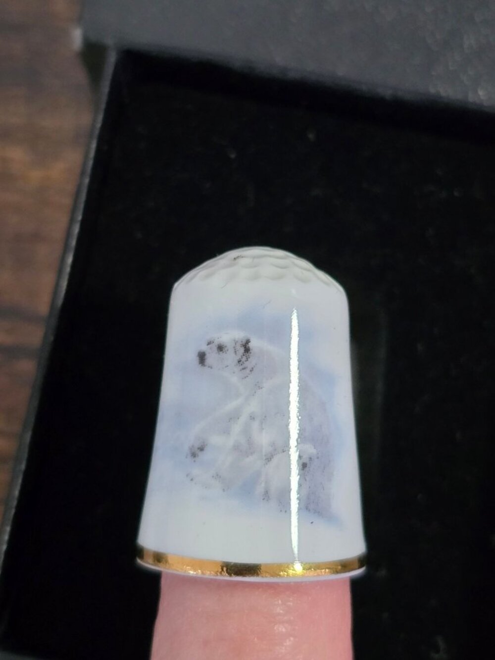 Thimble Collectors Club Porcelain Set 3 Arctic Animals Floral Gold Orange Flower - Picture 7 of 16